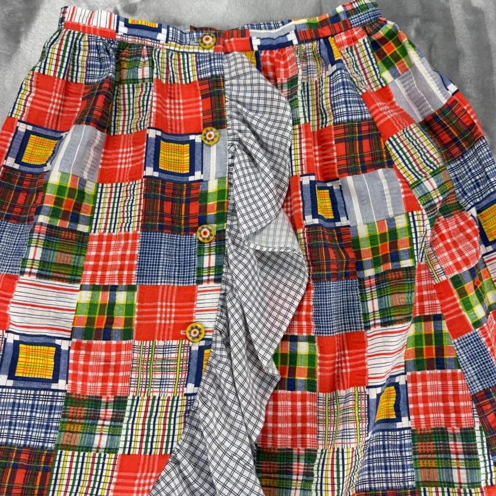 Vintage 70's Patchwork Plaid Ruffle Midi Skirt Boho Romantic Folk, High Waist - Picture 9 of 15